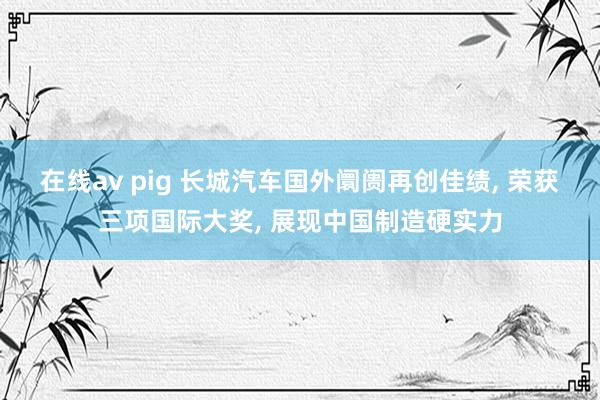 在线av pig 长城汽车国外阛阓再创佳绩, 荣获三项国际大奖, 展现中国制造硬实力