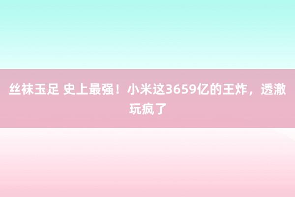 丝袜玉足 史上最强！小米这3659亿的王炸，透澈玩疯了